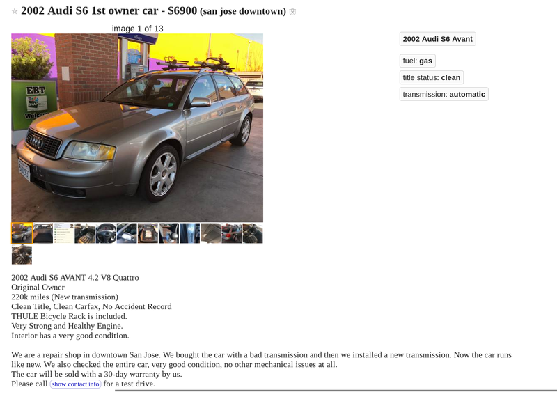 Illustration for article titled One Of You Nut Jobs Will Buy This Cheap Audi S6 Avant